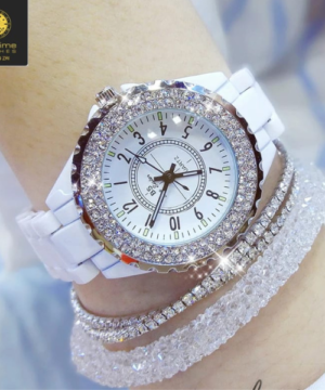 GIRL'S MILKY WHITE DIAMOND STONE WATCH