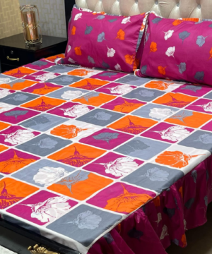 3 piece stiched 2 sided frill bedsheets